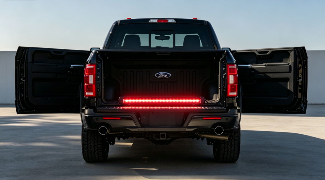 Tailgate LED Light Bar installed on a pickup truck for improved rear visibility and cargo bed lighting