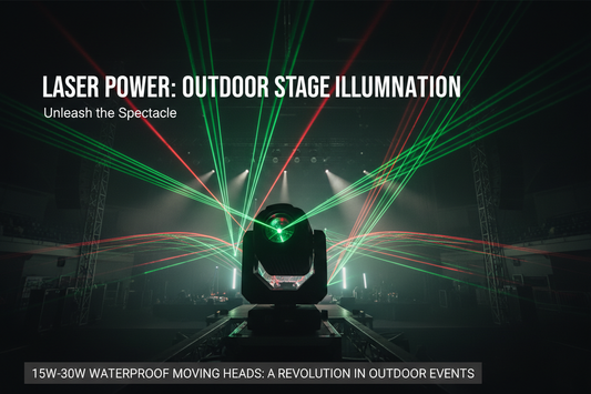 GFlight 15W-30W Outdoor Waterproof Laser Moving Head projecting vivid laser beams on stage