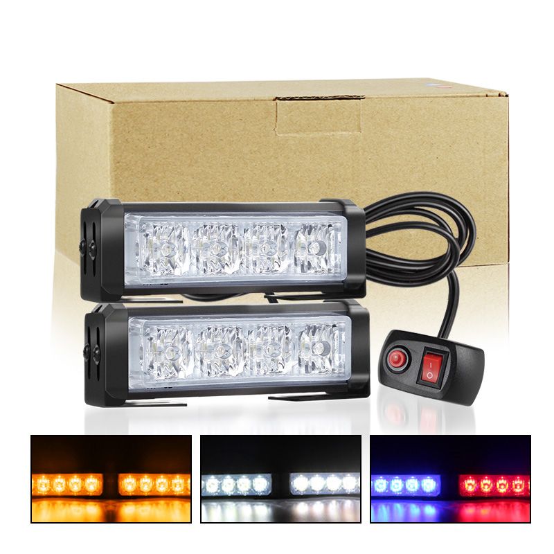 2-Pack 4-LED Surface Mount Strobe Light Bars