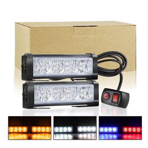 2-Pack 4-LED Surface Mount Strobe Light Bars