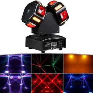2-Arm RGBW Beam Strobe Moving Head with Laser, 360 Degree Infinite Tilt