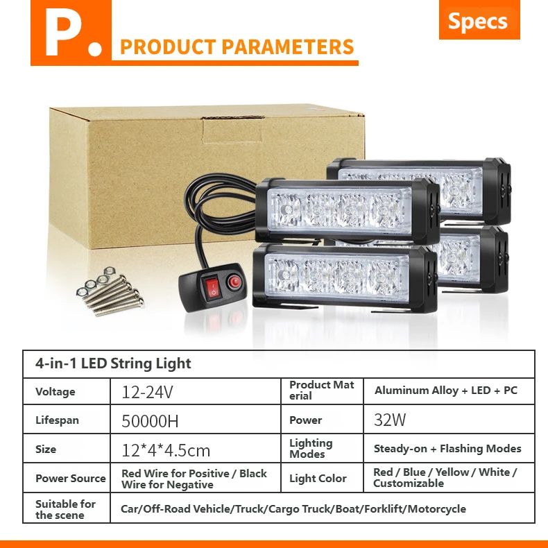 4-Head LED Grille Strobe Light parameters